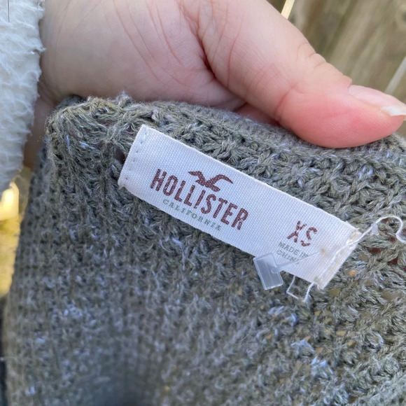 HOLLISTER OLIVE GREEN Y2K WAFFLE KNIT SWEATER - Picture 2 of 4
